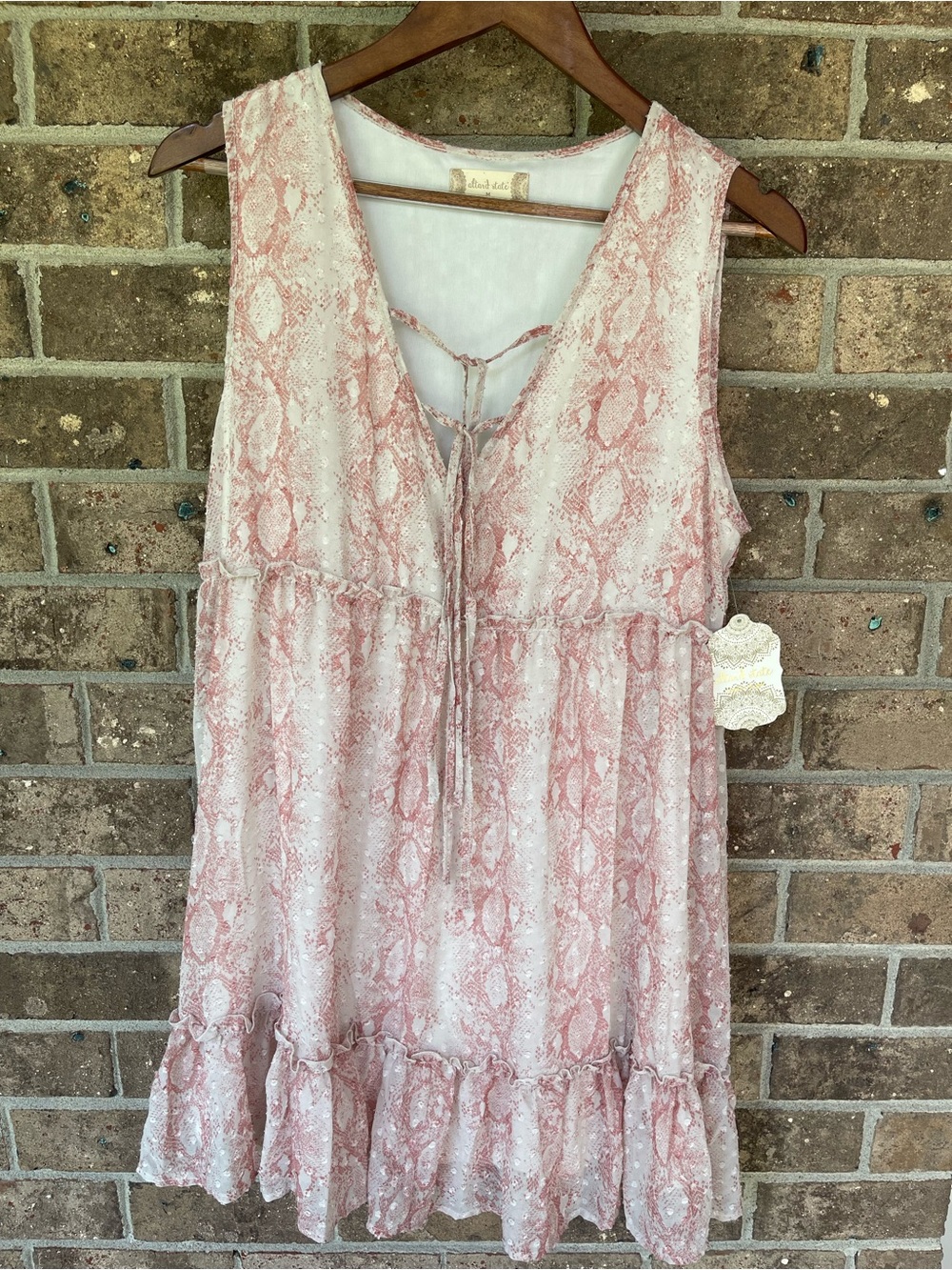 Altar’d State Pink Snake Print Tiered Mini Dress NWT Medium